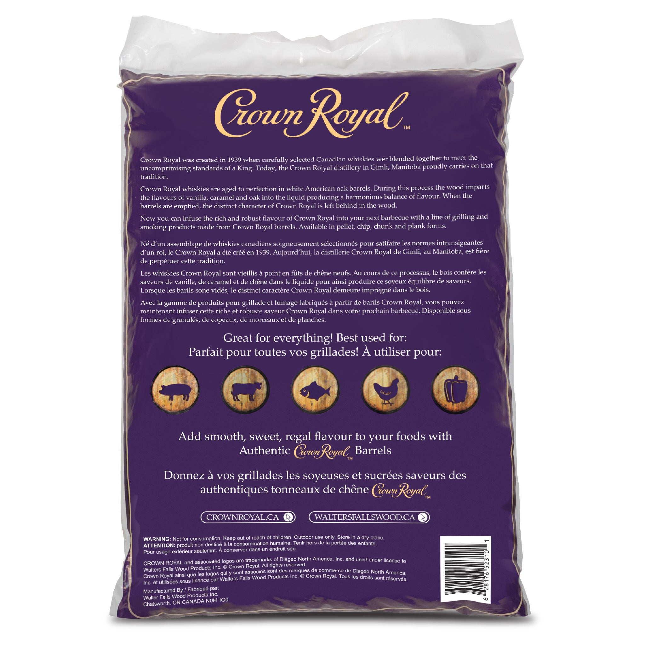 Granules de tonneau de whisky Crown Royal 